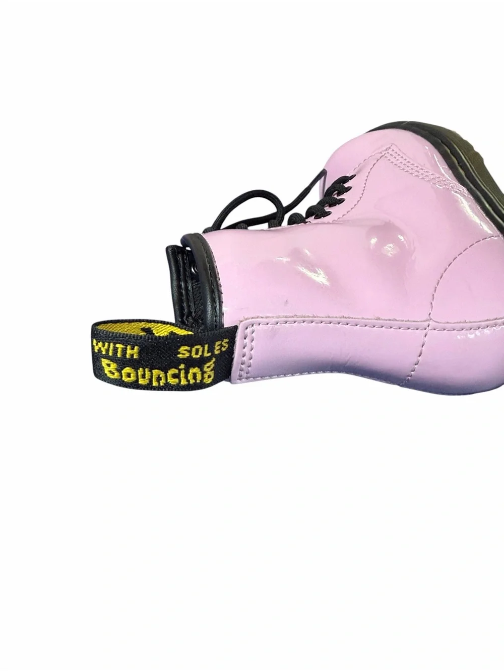 Girl’s Dr. Martens Pale Pink Patent Leather Side Zip Air Wair Boots Sz 11